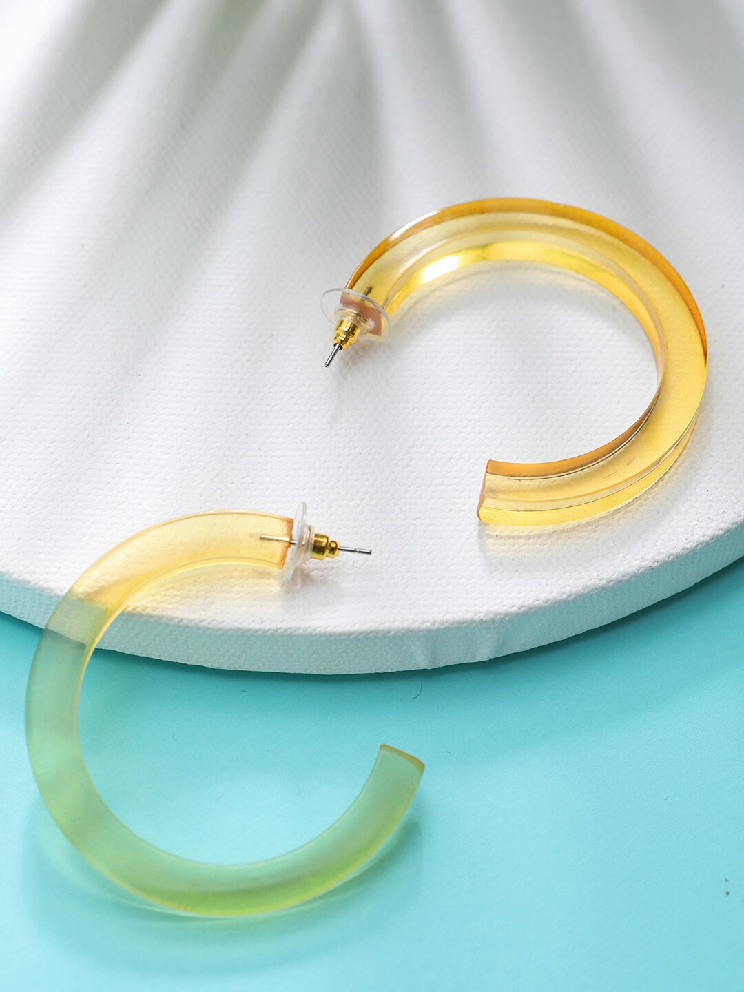 

STREET 9 Yellow Spherical Half Hoop Earrings