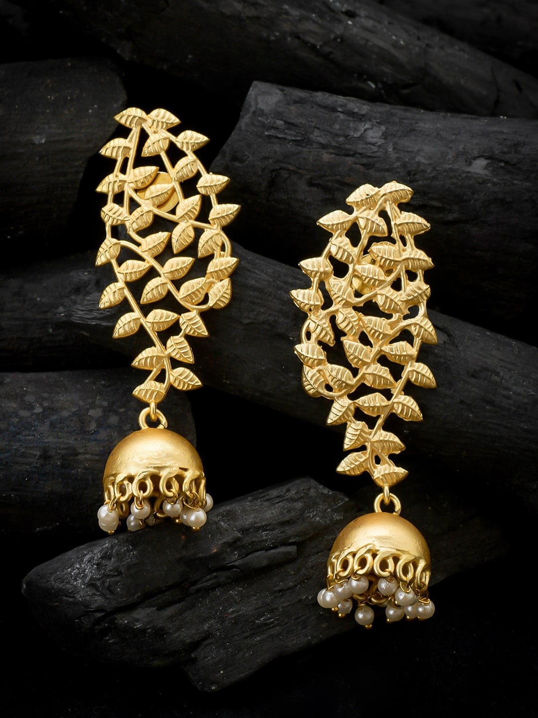 

Silvermerc Designs Gold-Toned Dome Shaped Jhumkas