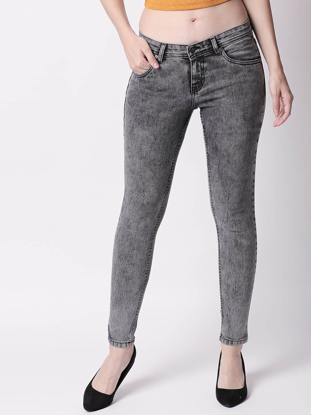 

High Star Women Black Slim Fit Mid-Rise Clean Look Stretchable Jeans