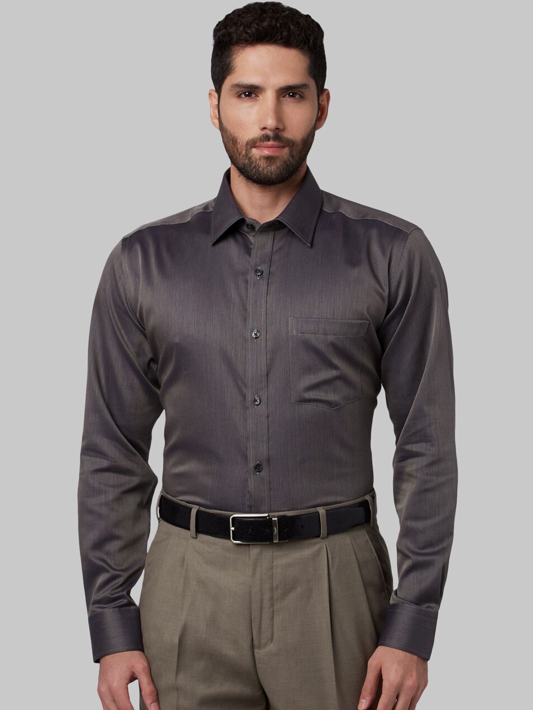 

Park Avenue Men Charcoal Regular Fit Self Design Formal Shirt