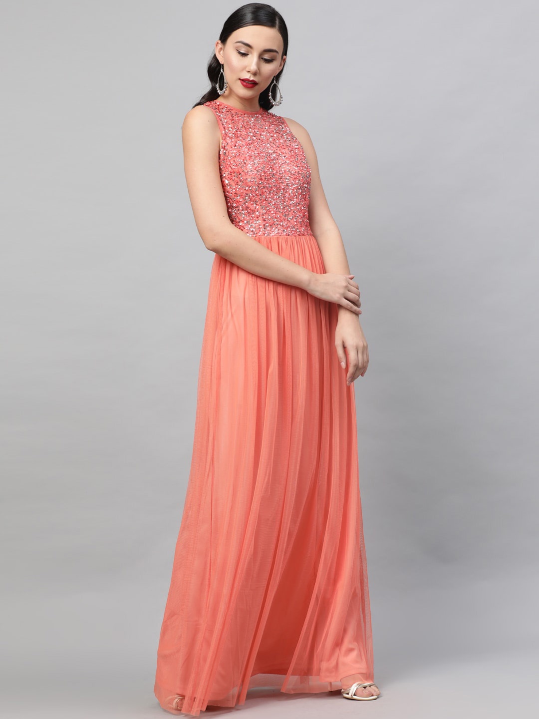 

STREET 9 Orange Embellished Maxi Dress