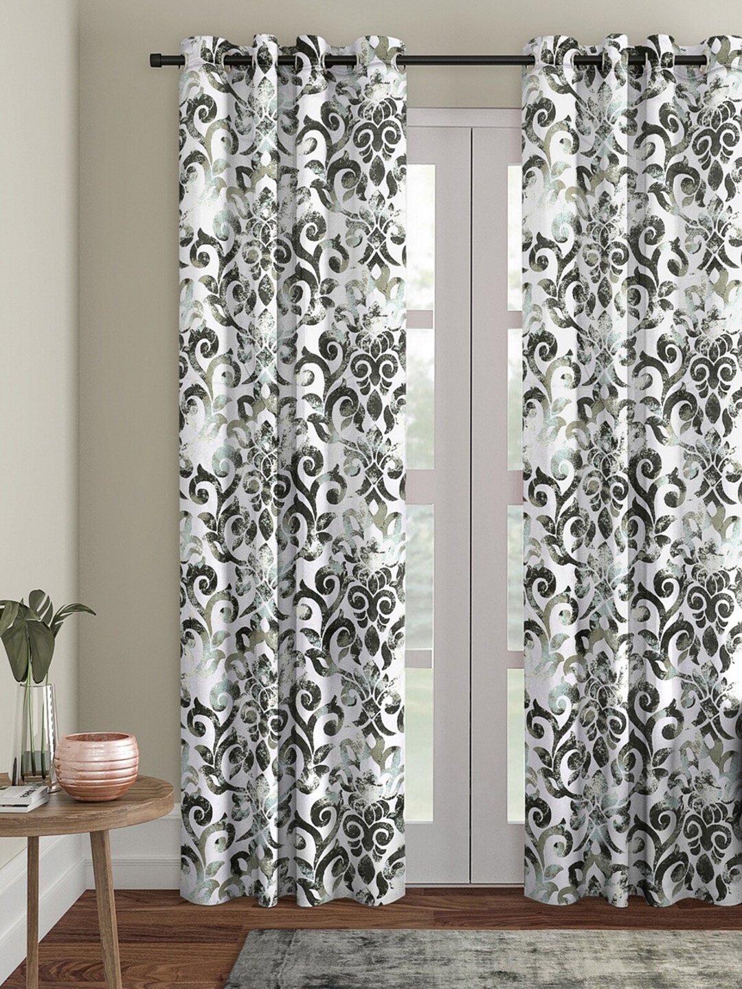 

ROMEE Silver-Toned & Black Single Room Darkening Door Curtain