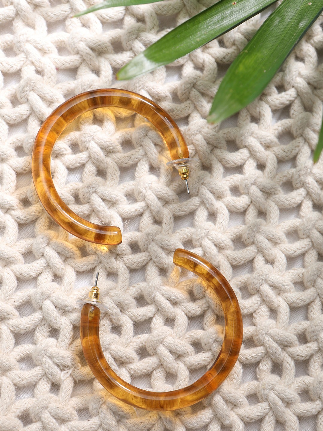 

STREET 9 Brown Circular Handcrafted Half Hoop Earrings