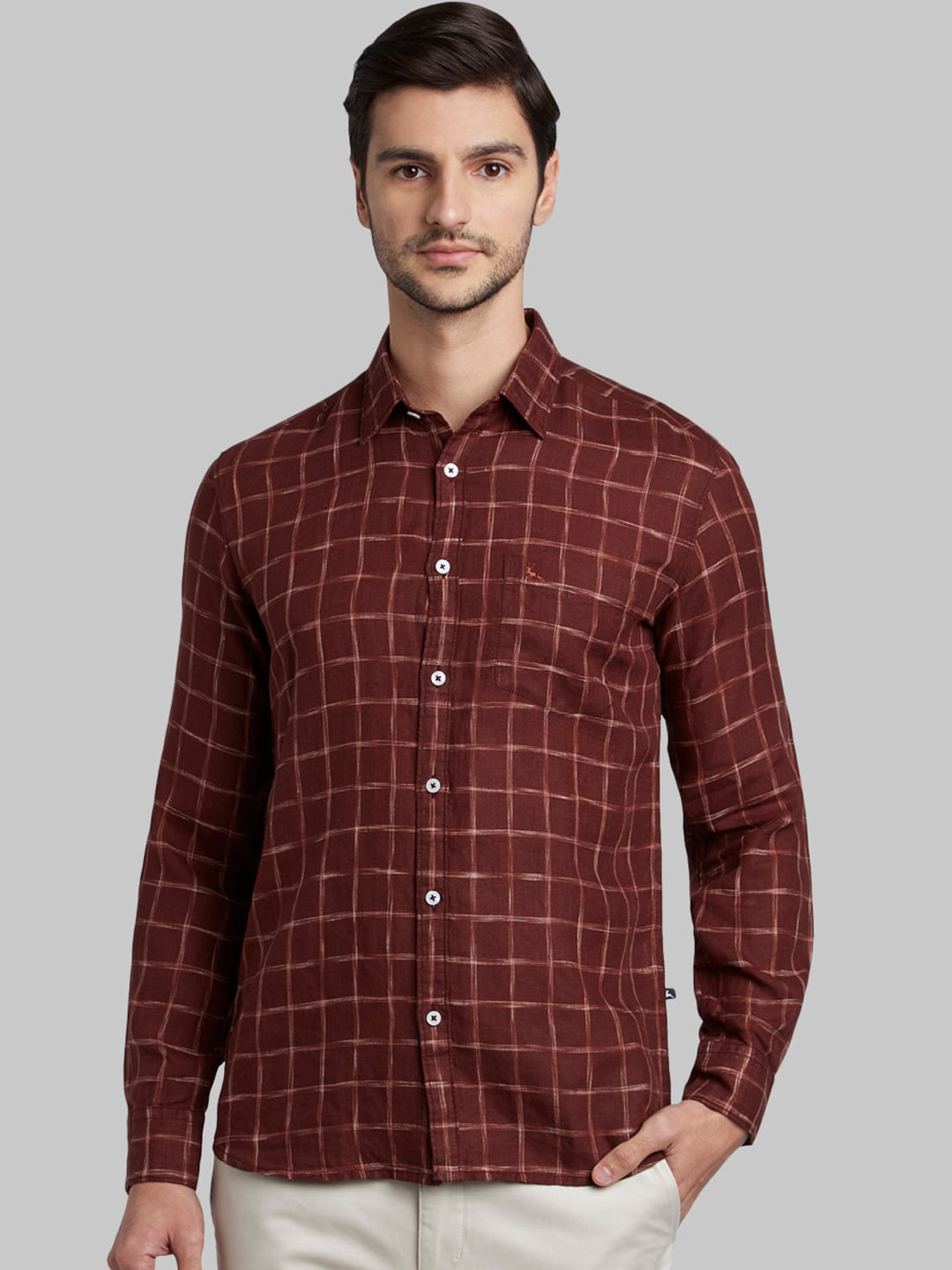 

Parx Men Brown Slim Fit Checked Casual Shirt