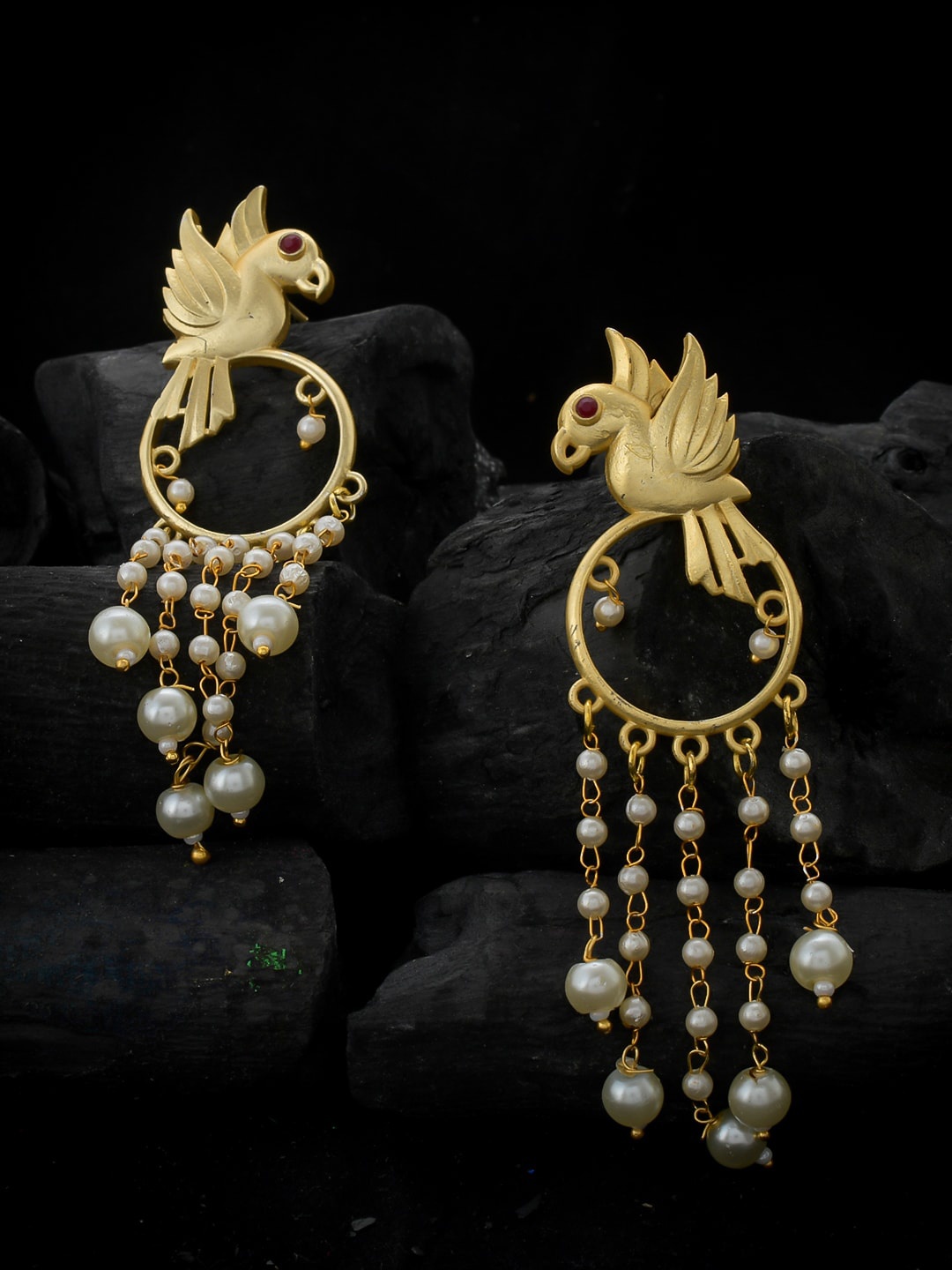 

Silvermerc Designs Gold-Toned Circular Drop Earrings
