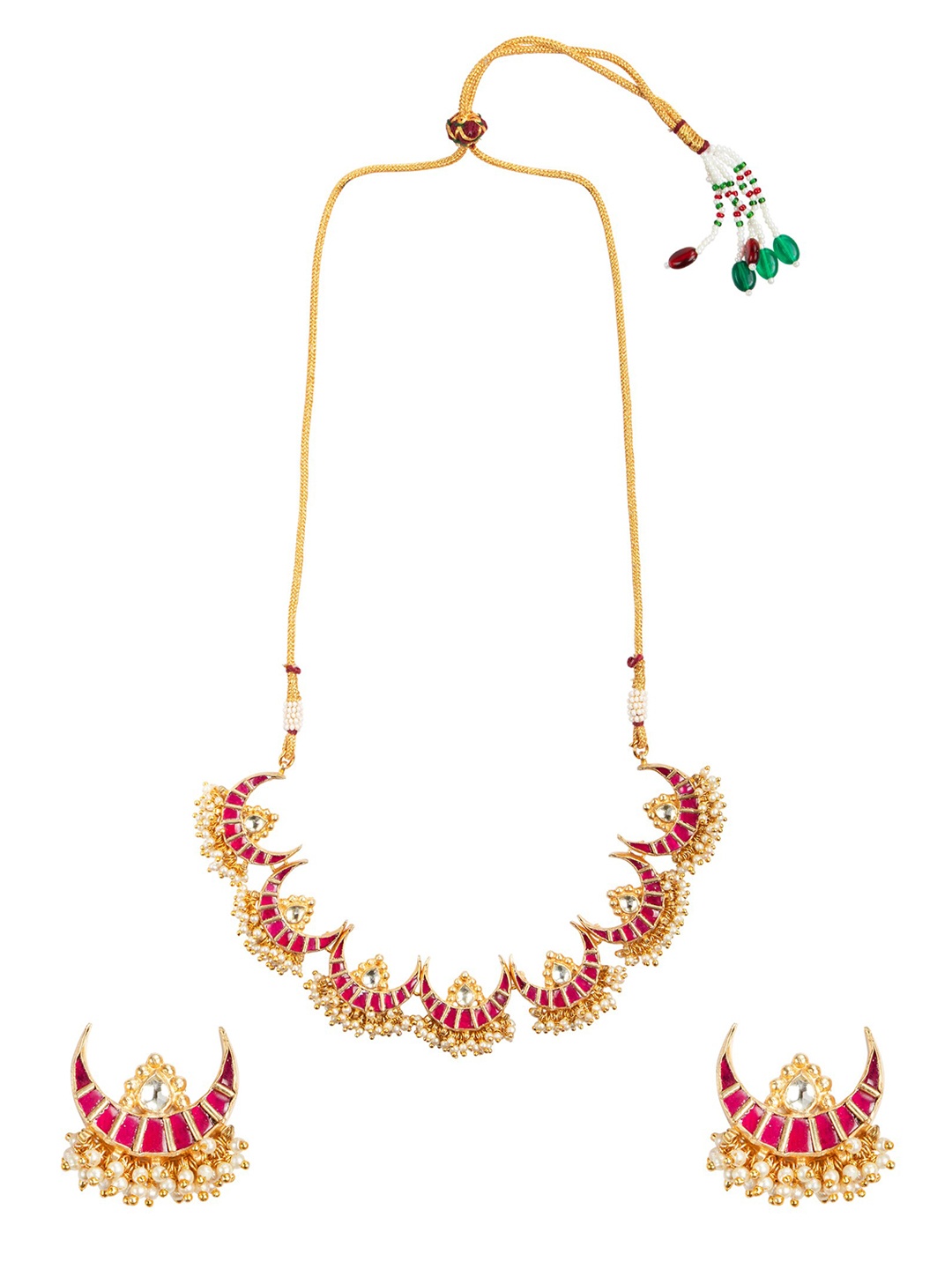 

MORKANTH JEWELLERY Pink Gold-Plated Kundan Stone-Studded Handcrafted Necklace