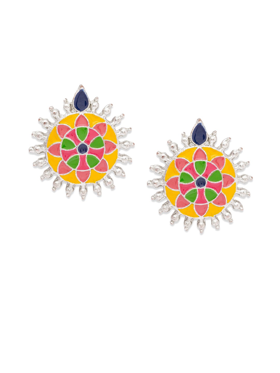 

Globus Orange & Red Silver-Plated Floral Studs