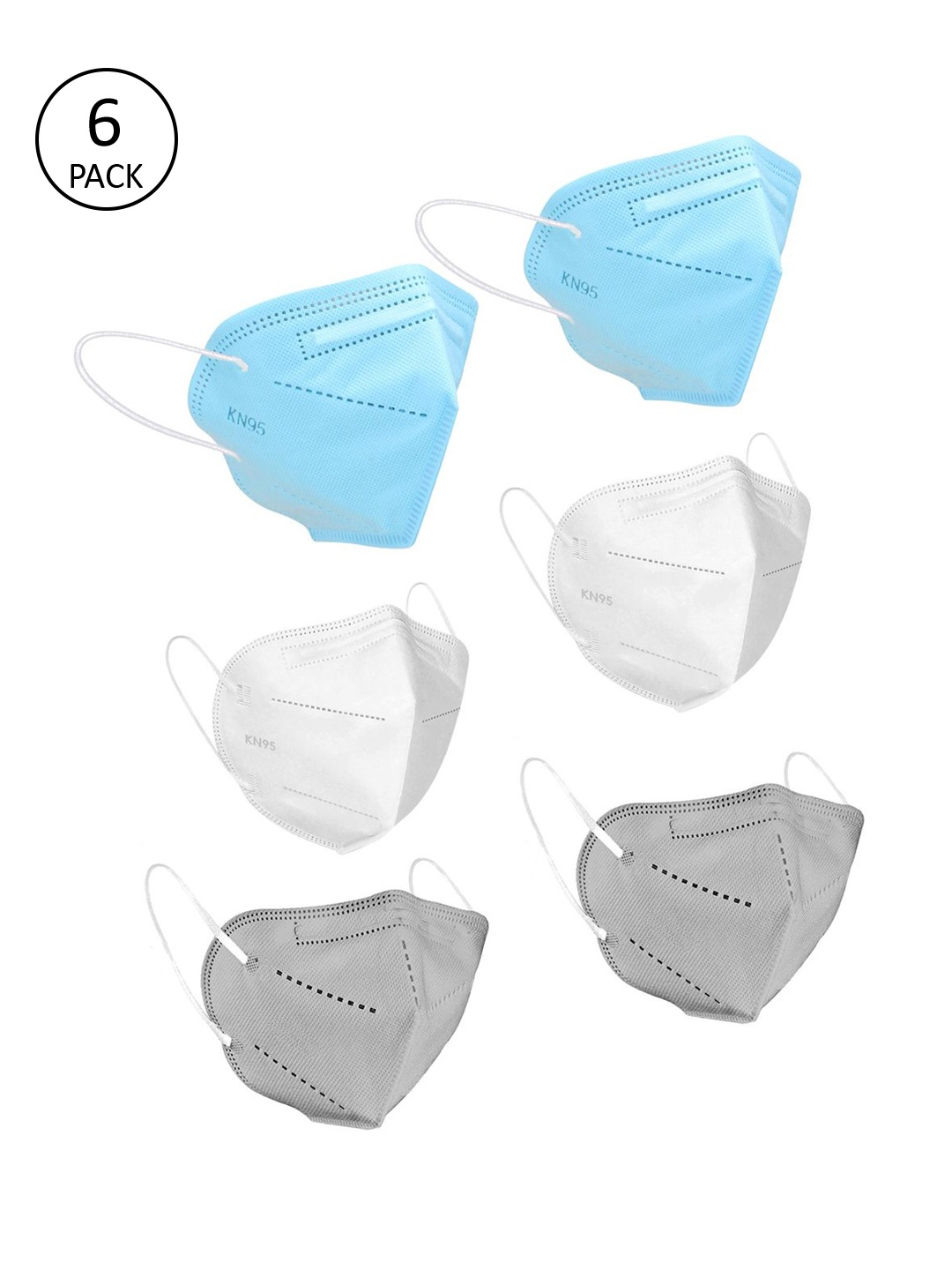 

OOMPH Adults Pack of 6 Anti-Pollution Reusable 5-Ply KN95 Mask, Blue