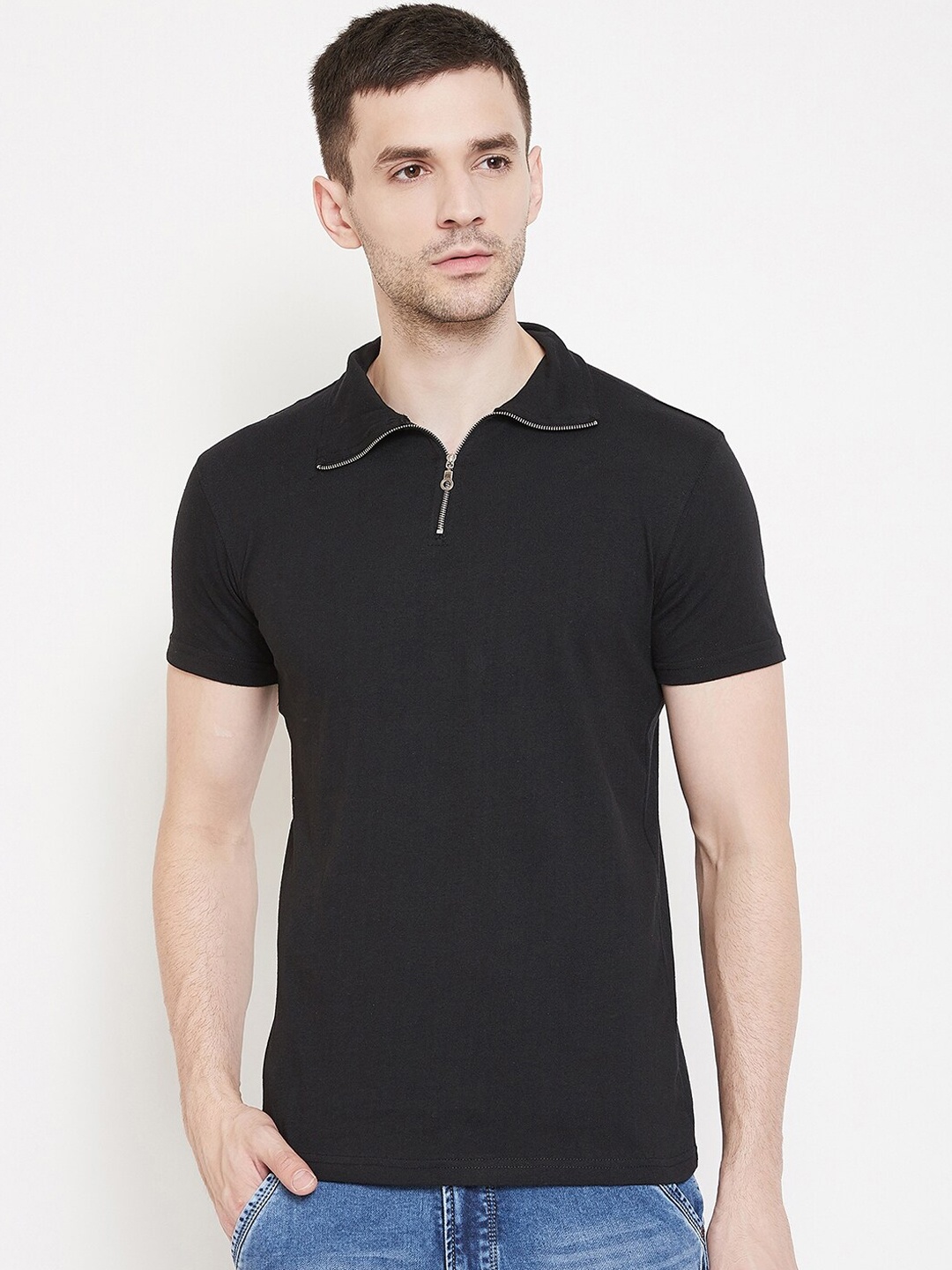 

GRITSTONES Men Black Solid Polo Collar T-shirt
