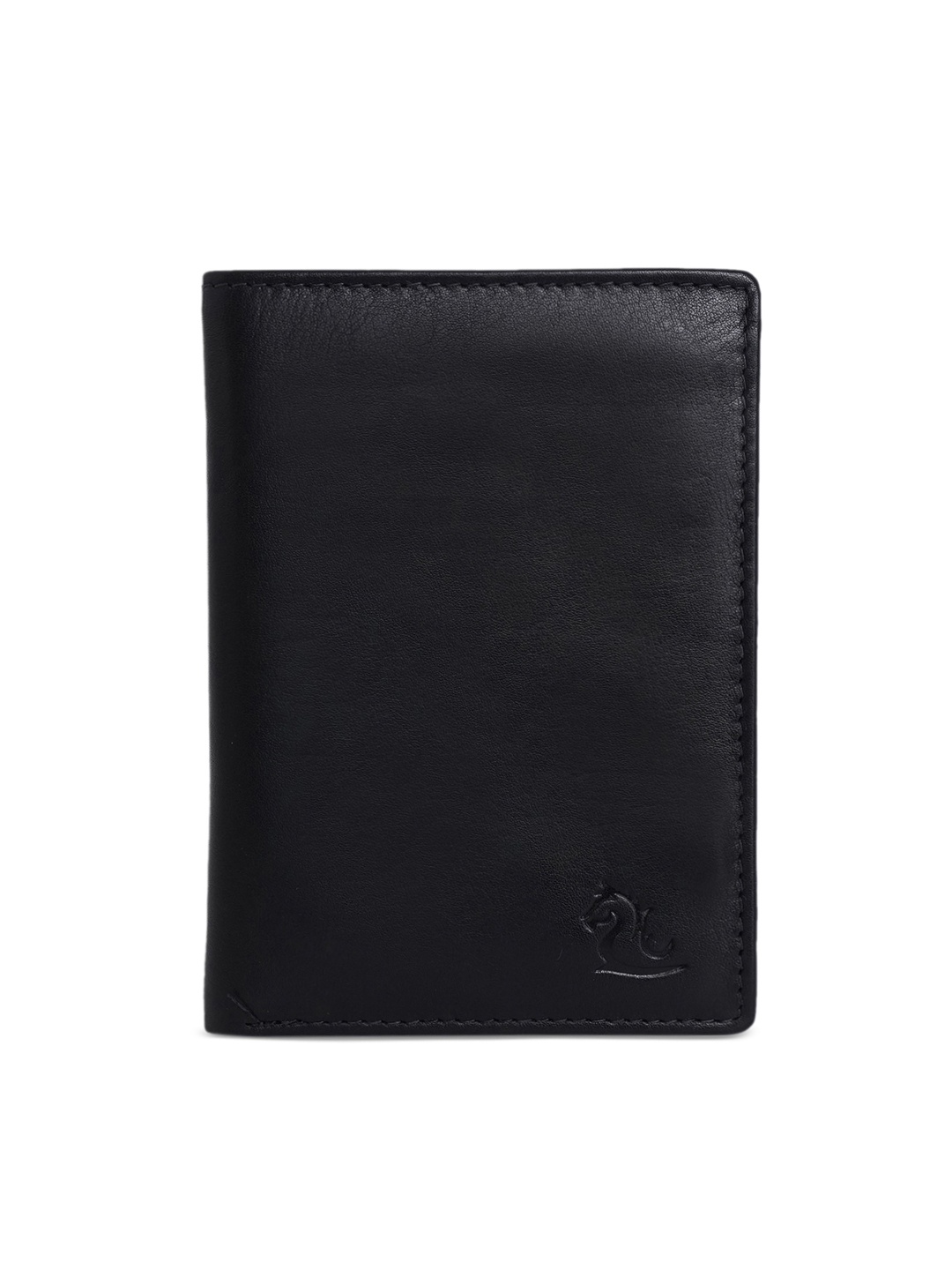 

Kara Men Black Solid Leather Two Fold Wallet