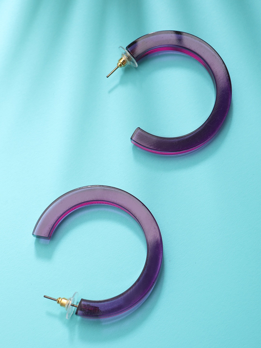 

STREET 9 Purple Crescent Shaped Half Hoop Earrings