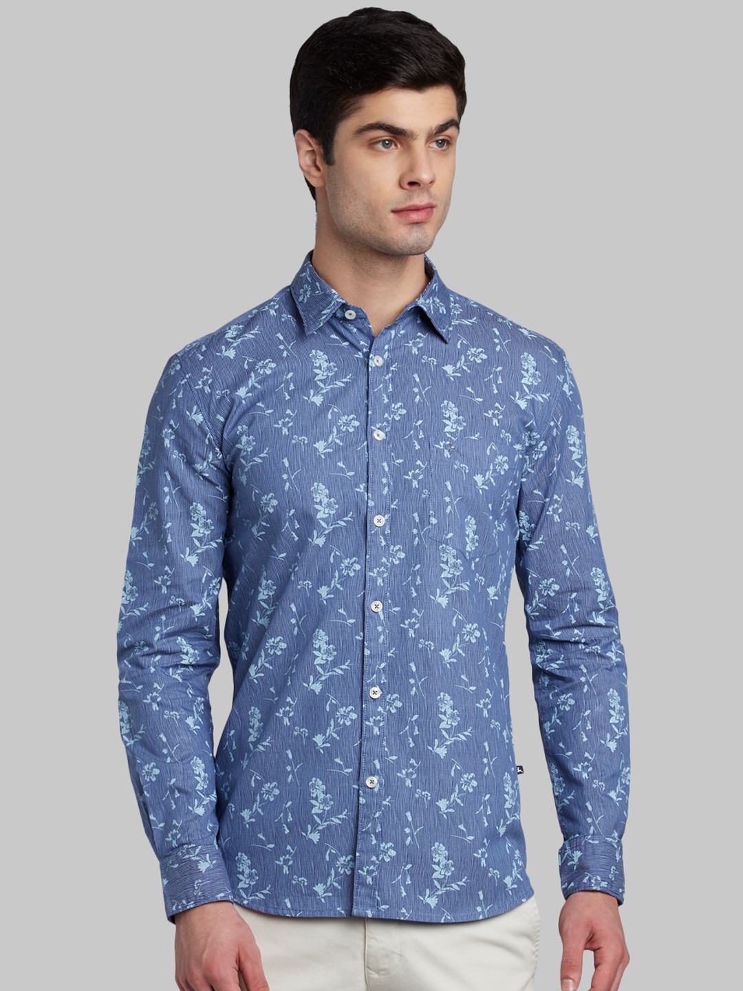 

Parx Men Blue Slim Fit Printed Casual Shirt