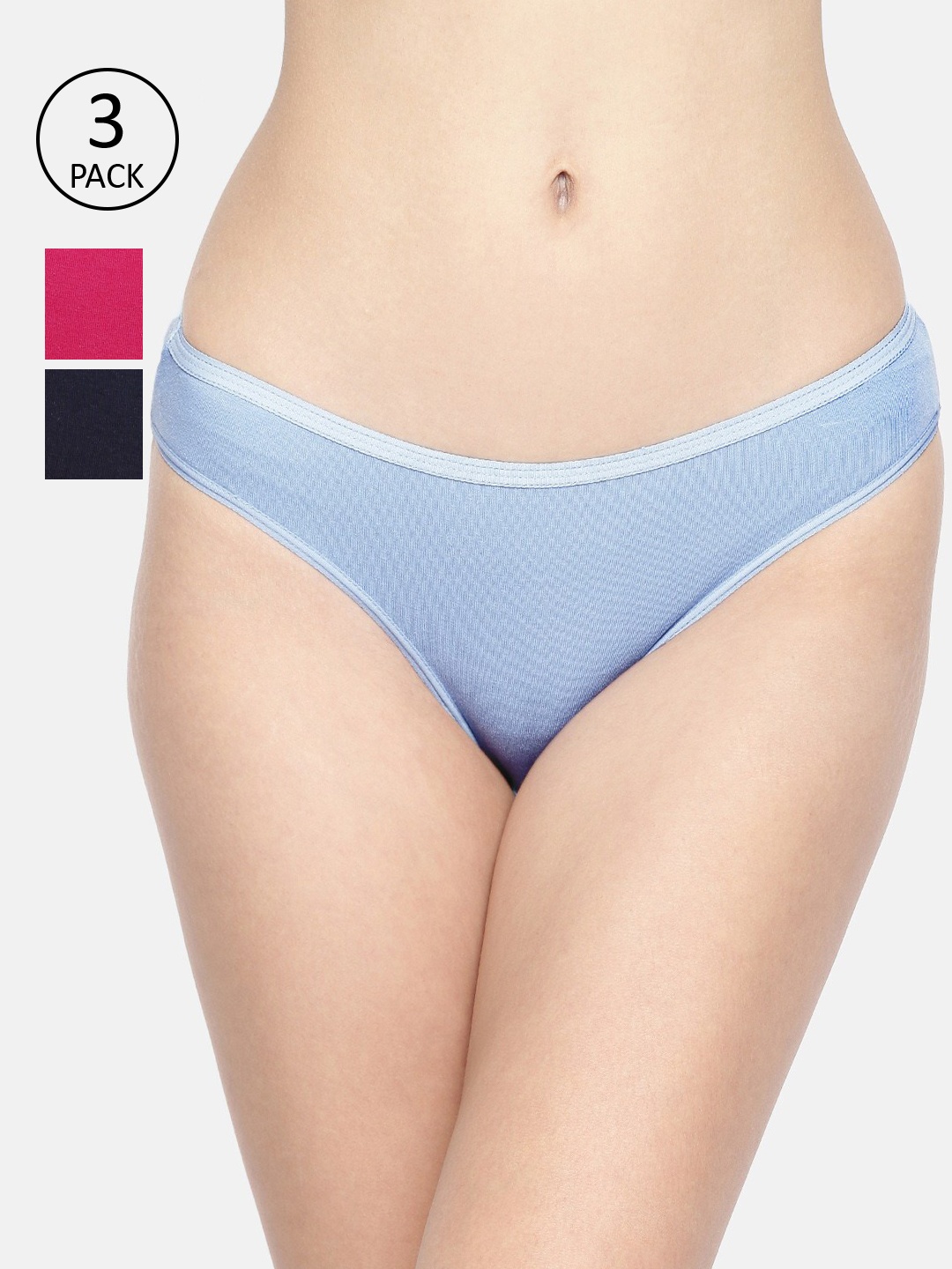 

Inner Sense Women Pack Of 3 Solid Antimicrobial Sustainable Bikini Briefs IMPC004, Blue