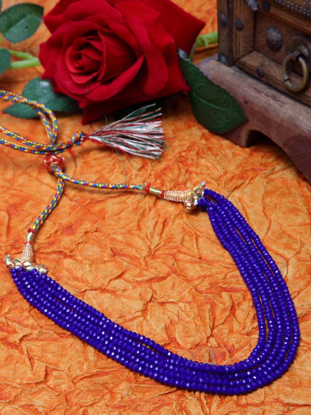 

Moedbuille Gold-Plated Crystals Studded Tribal Temple Design Layered Handcrafted Necklace