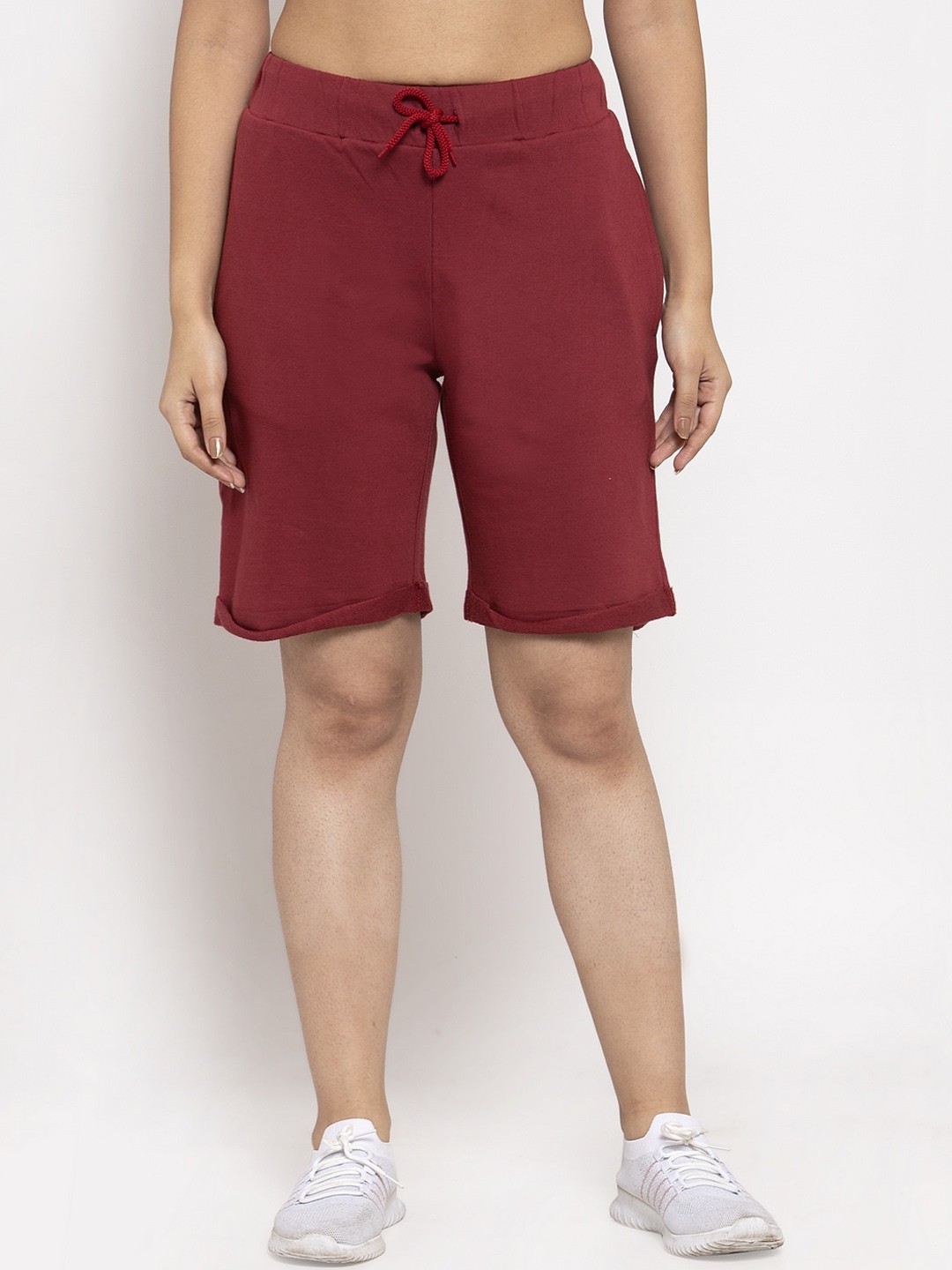 

DOOR74 Women Maroon Solid Loose Fit Sports Shorts