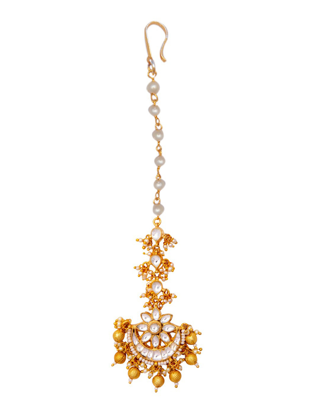 

MORKANTH JEWELLERY Gold Plated Pachi Kundan Stone Studded Maang Tikka