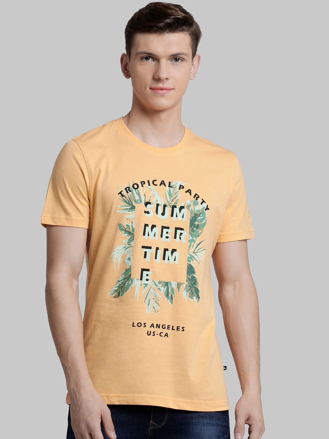 

Parx Men Orange Printed Round Neck T-shirt
