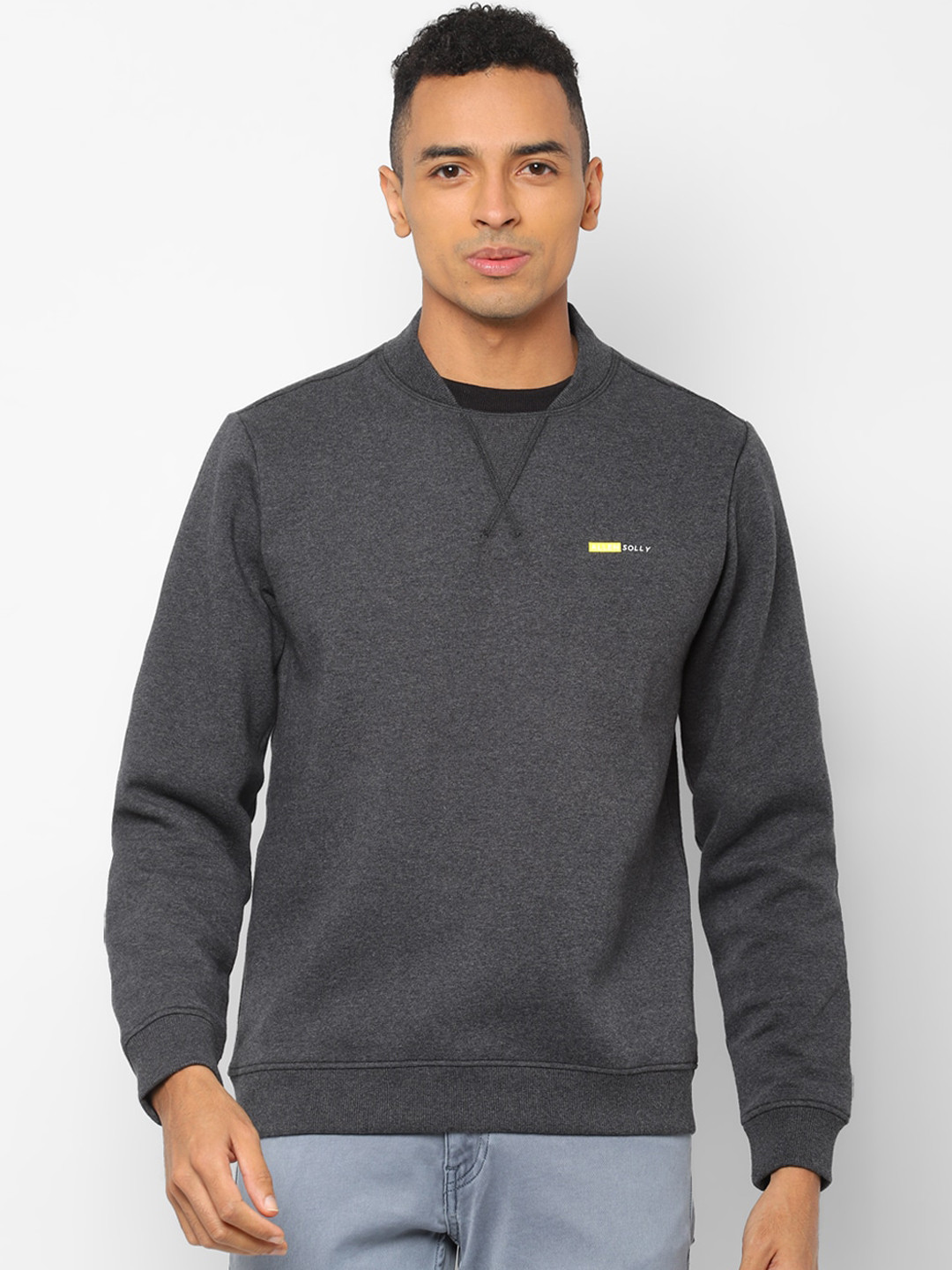 

Allen Solly Men Grey Solid Sweatshirt