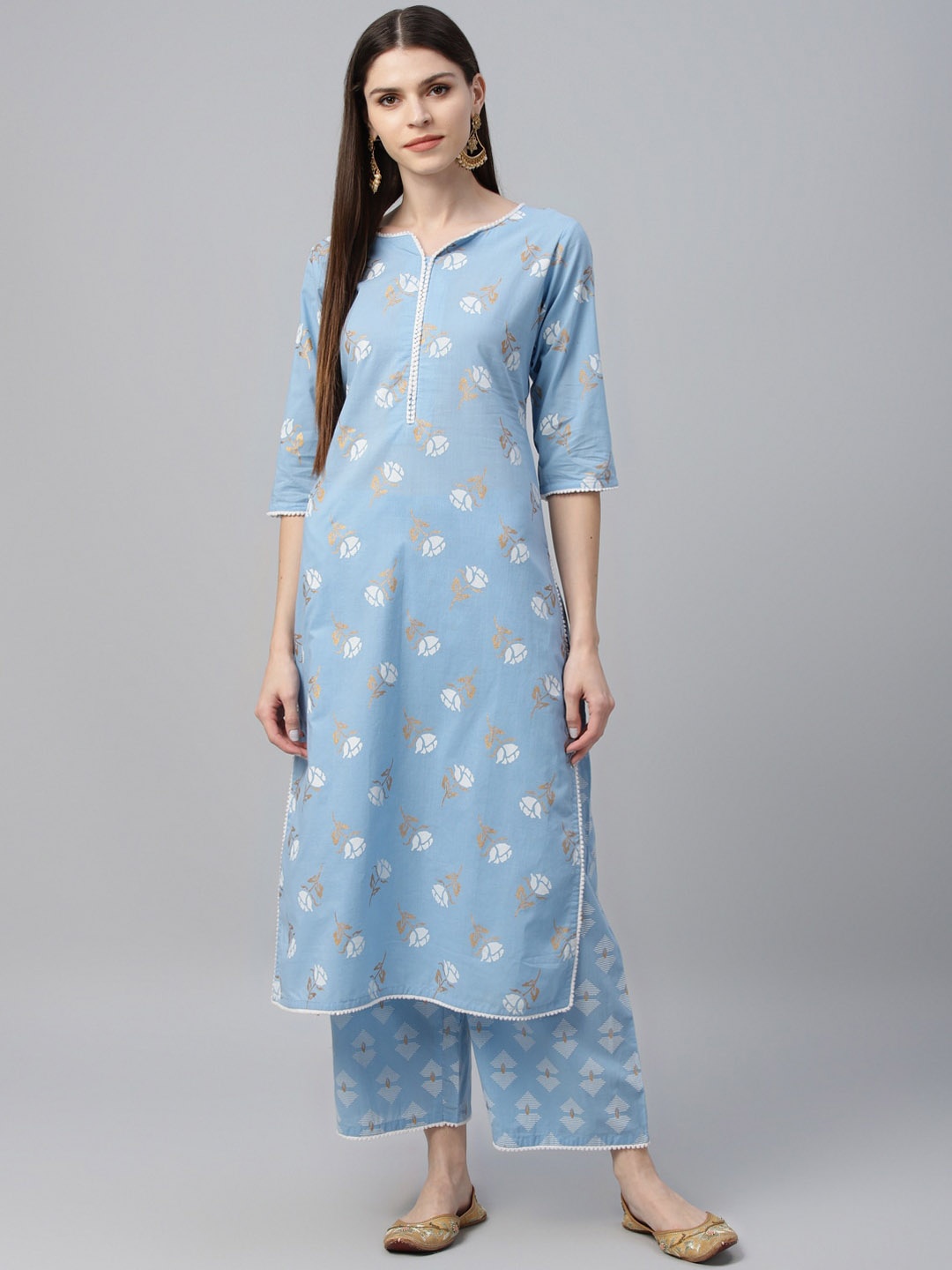 

Gerua By Libas Women Blue Printed Kurta with Palazzos