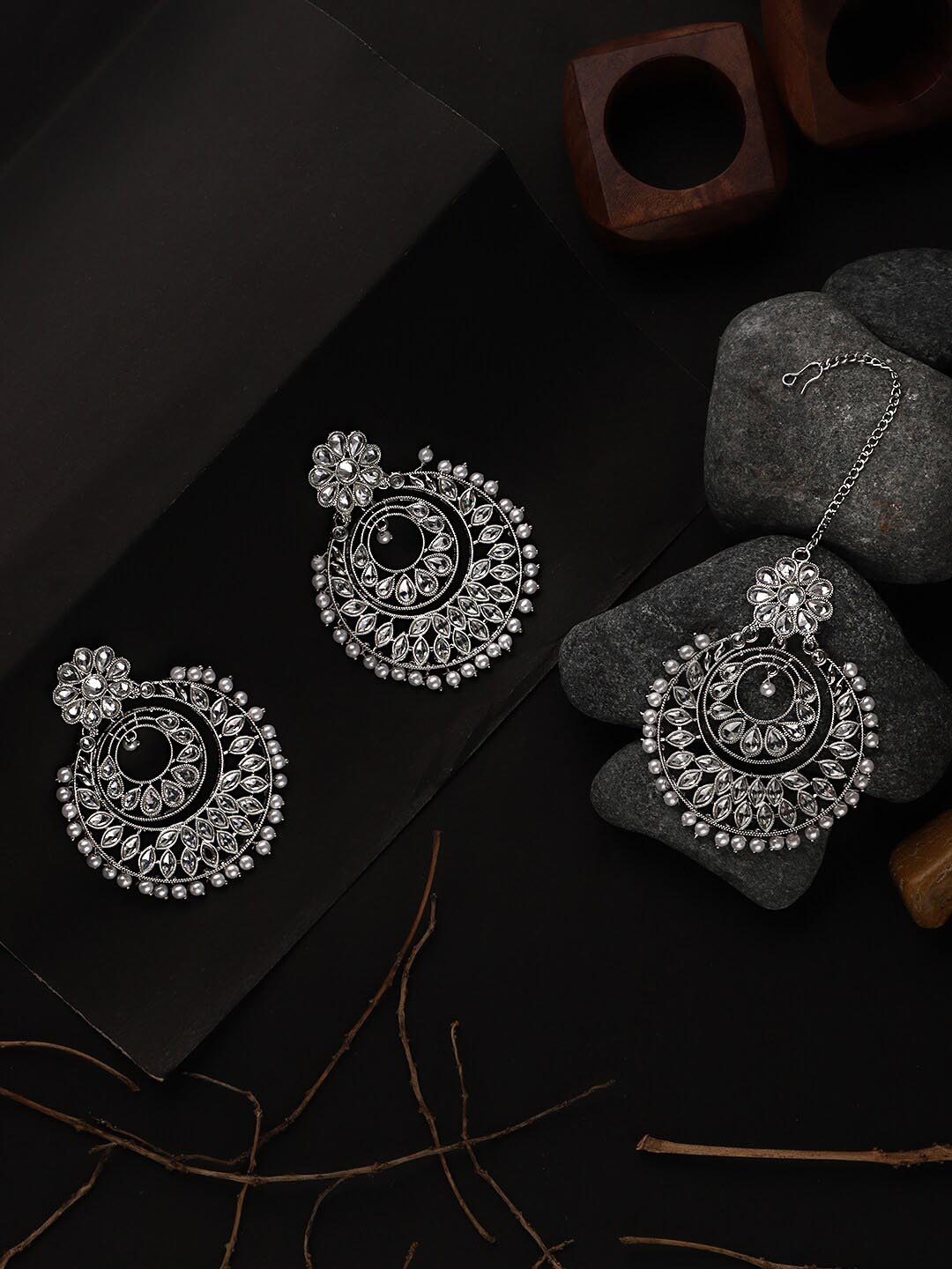 

Mali Fionna Silver-Plated Stone-Studded Jewellery Set