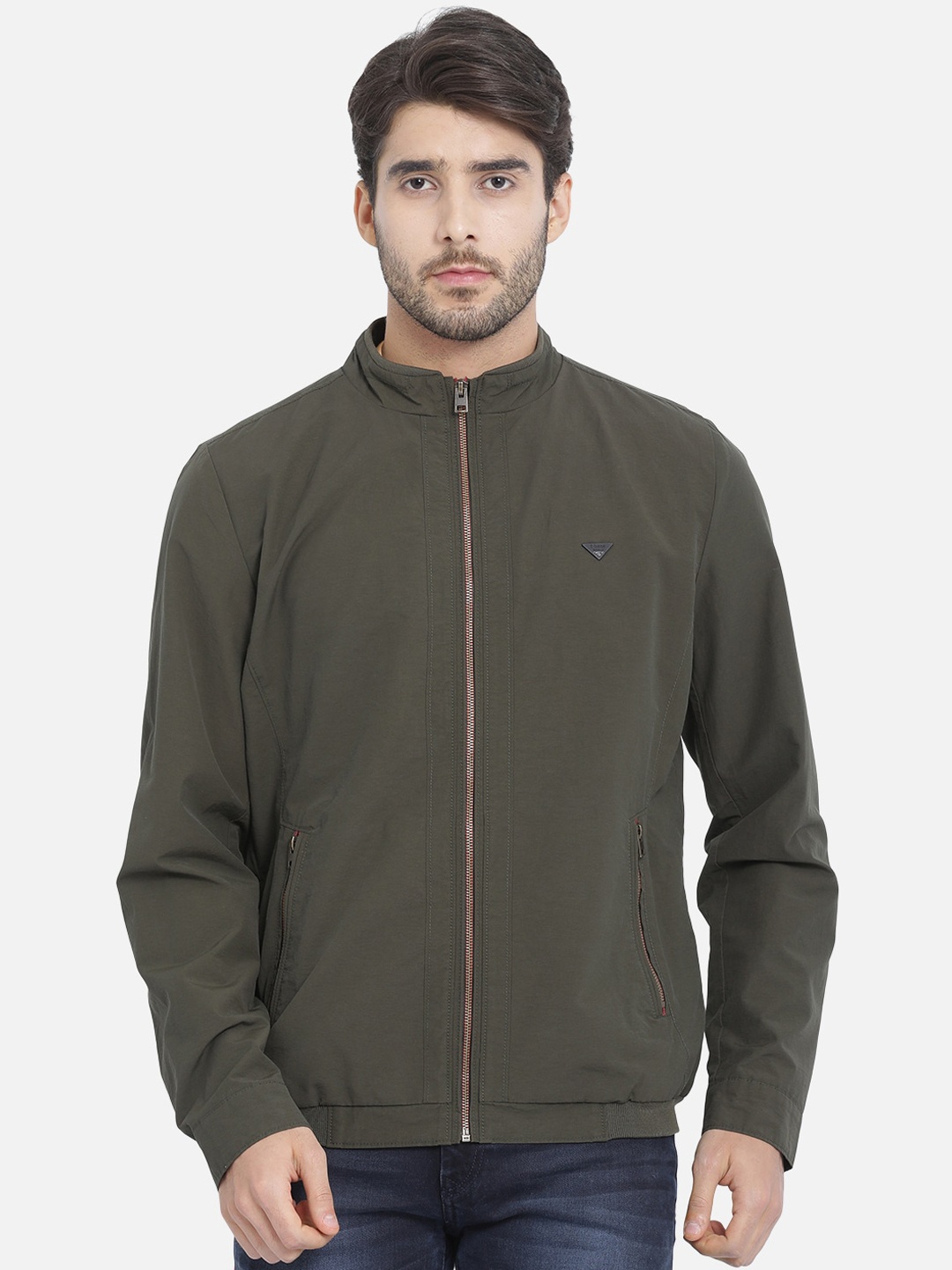 

t-base Men Olive Green Solid Lightweight Bomber