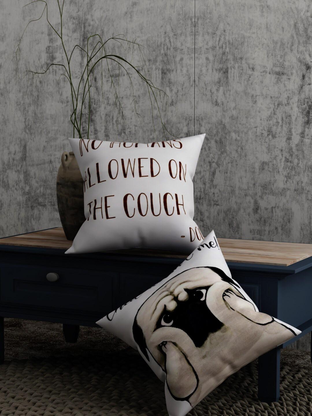 

EverHOME Off-White & Brown Set of 2 Quirky Square Cushion Covers