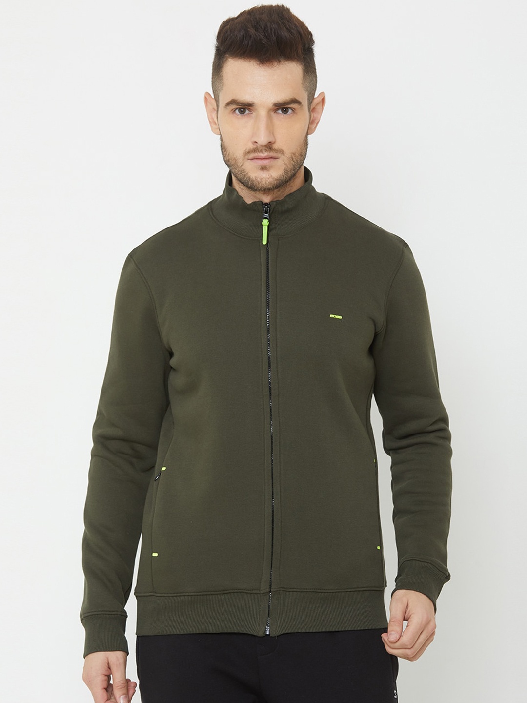

Sweet Dreams Men Olive Green Solid Sweatshirt