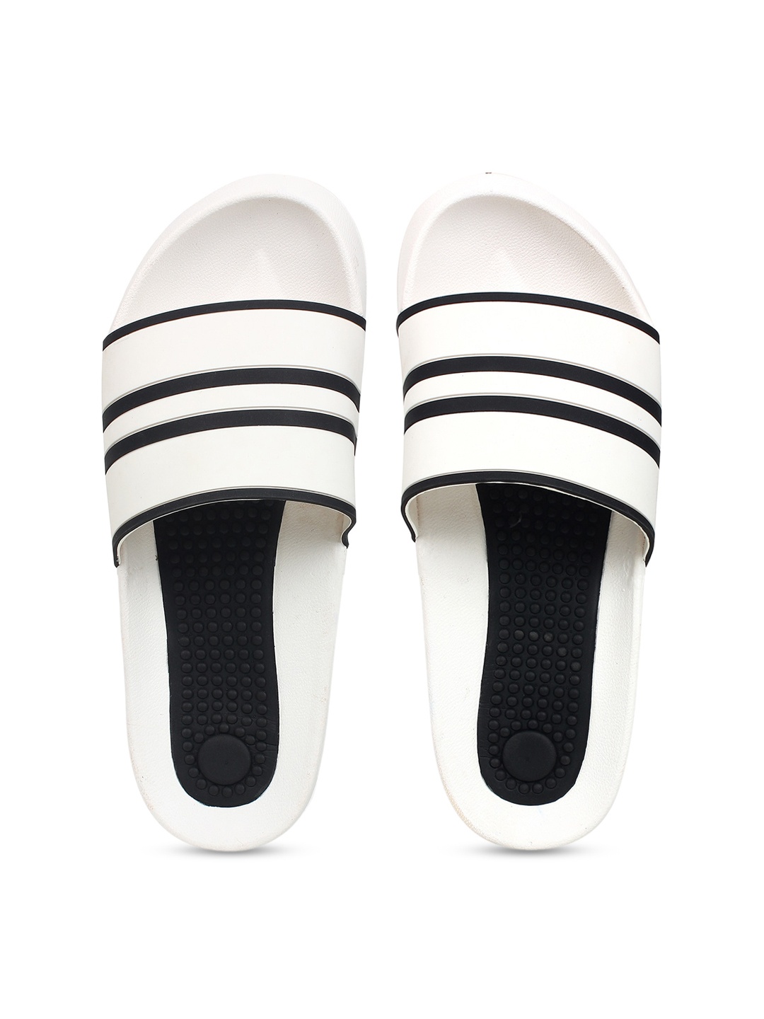 

Carlton London sports Men White & Black Striped Sliders
