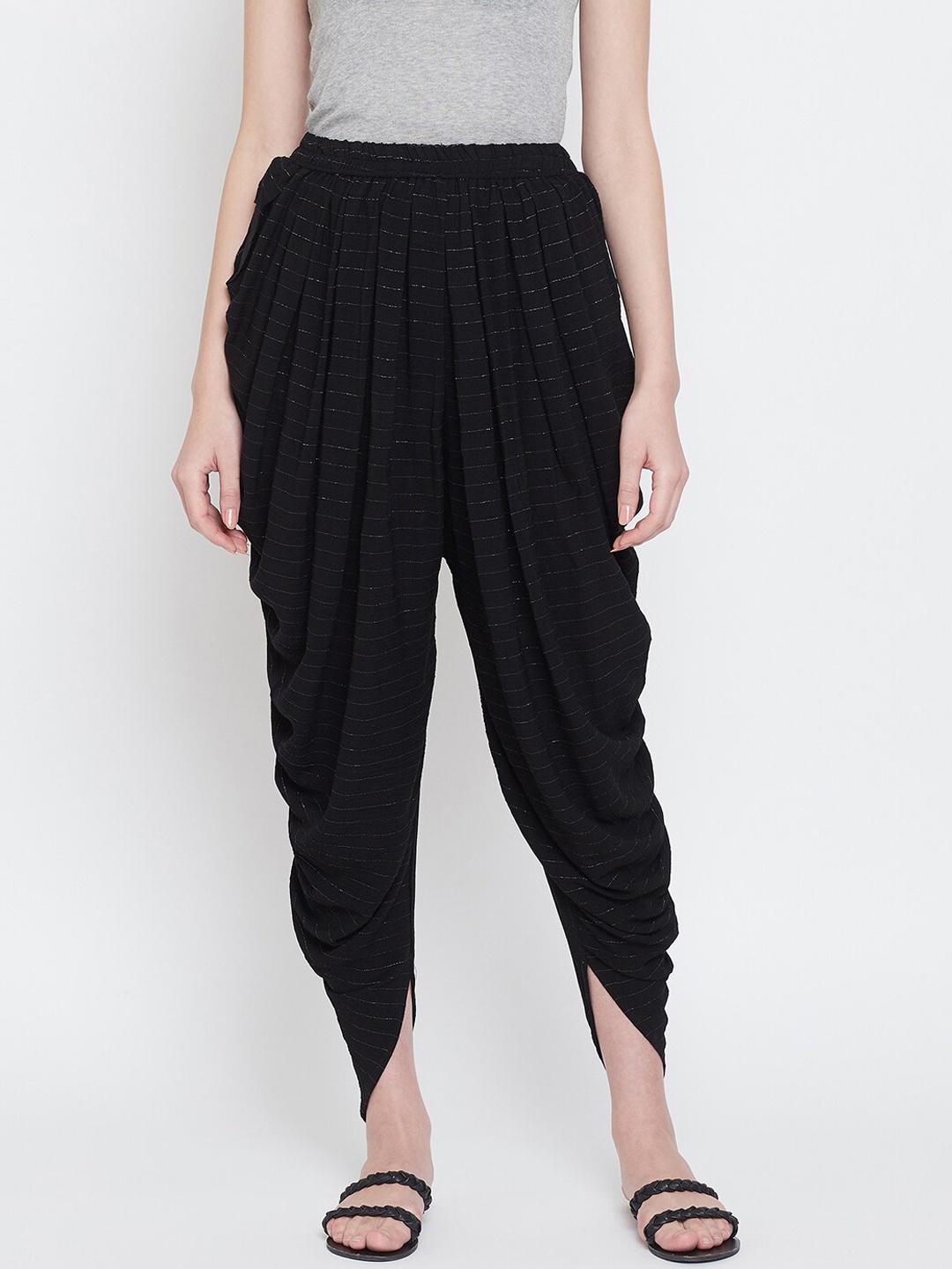 

Castle Women Black & Gold-Coloured Striped Dhoti Pants