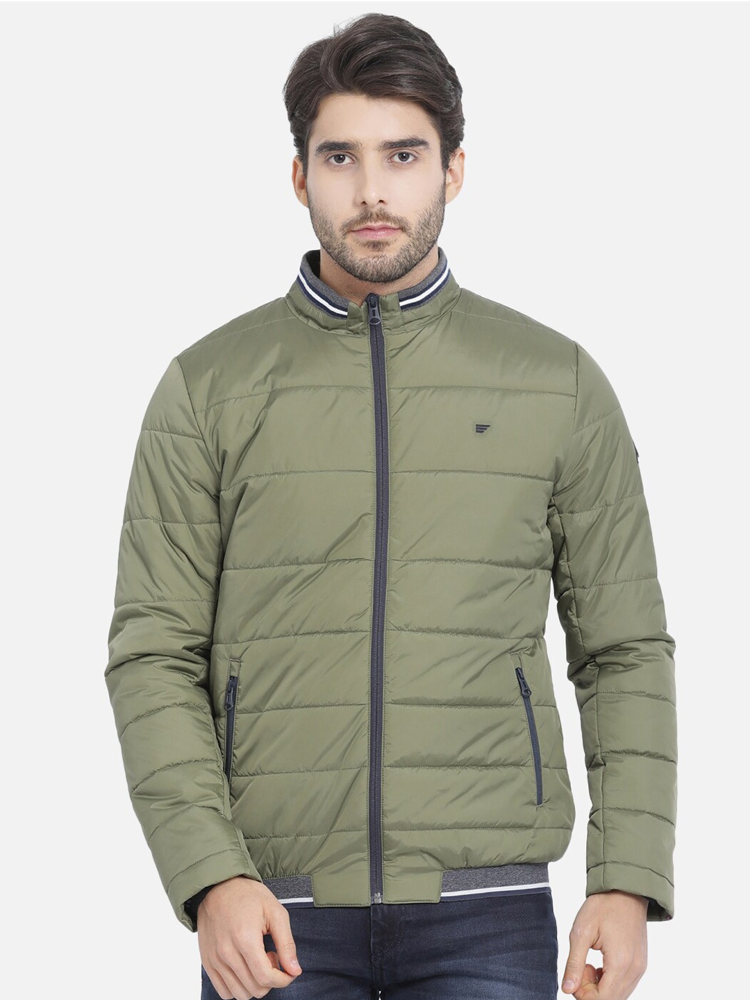 

t-base Men Olive Green Solid Lightweight Puffer Jacket