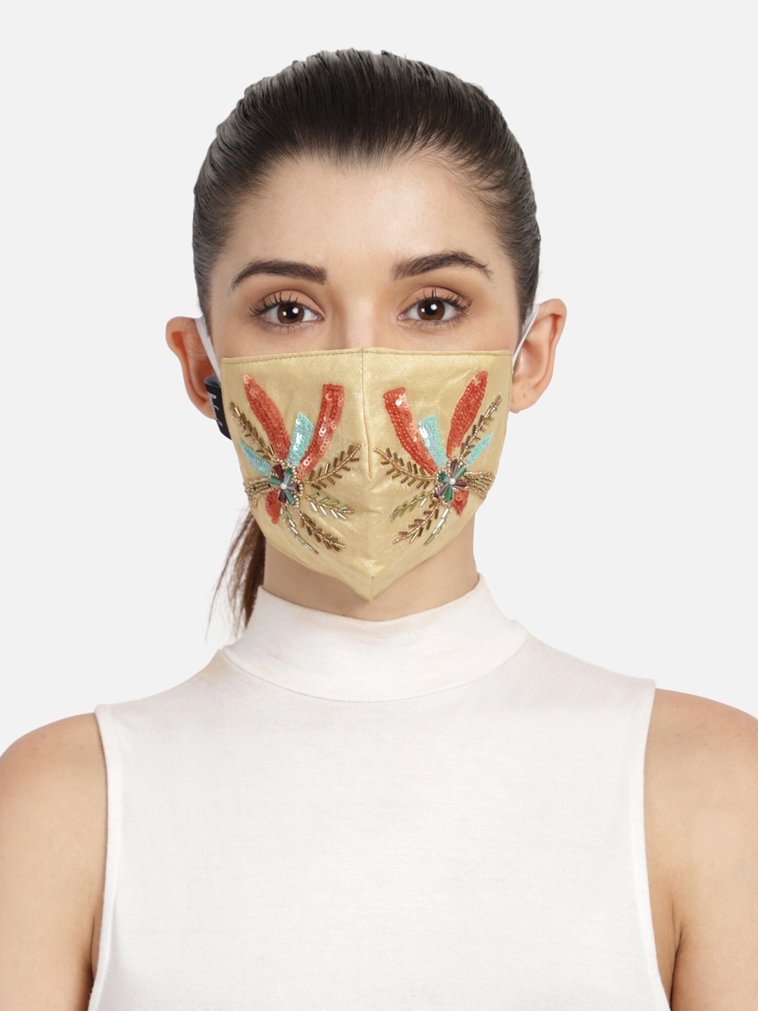 

Anekaant Women 3-Ply Protective Outdoor Face Masks, Gold