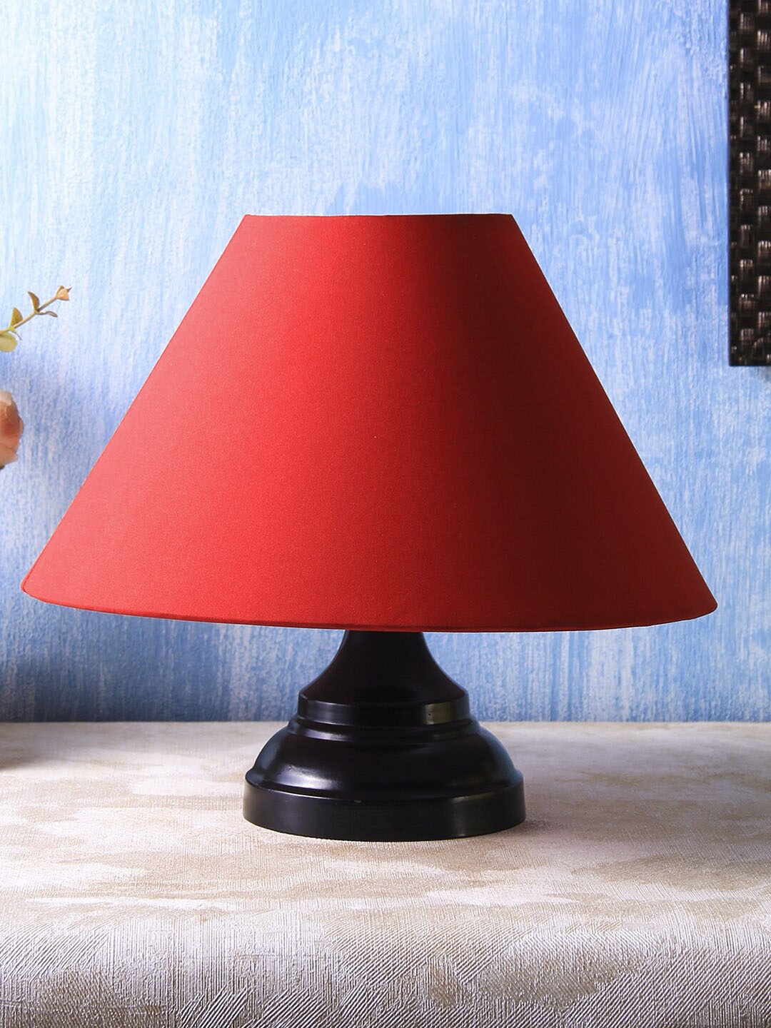 Devansh Red Solid Contemporary Frustum Table Lamp