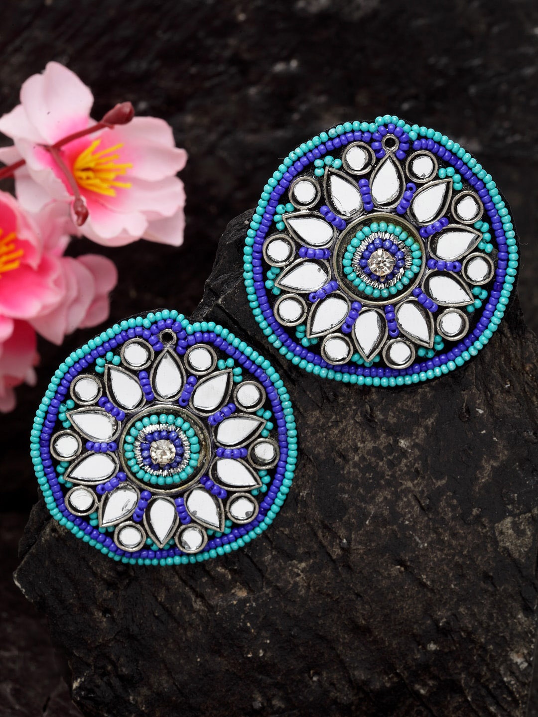 

Moedbuille Blue & Sea Green Circular Studs
