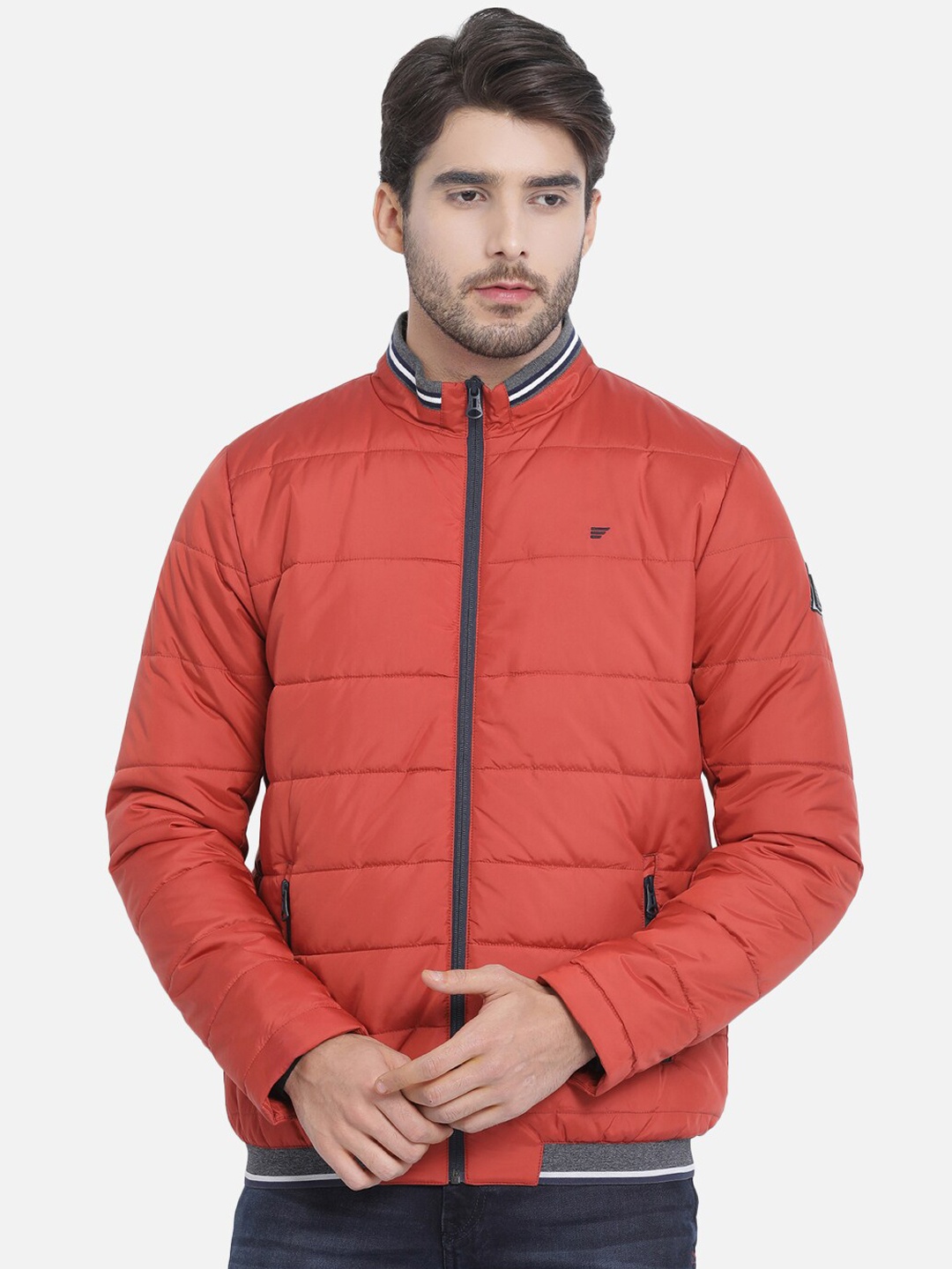 

t-base Men Orange Solid Lightweight Padded Jacket