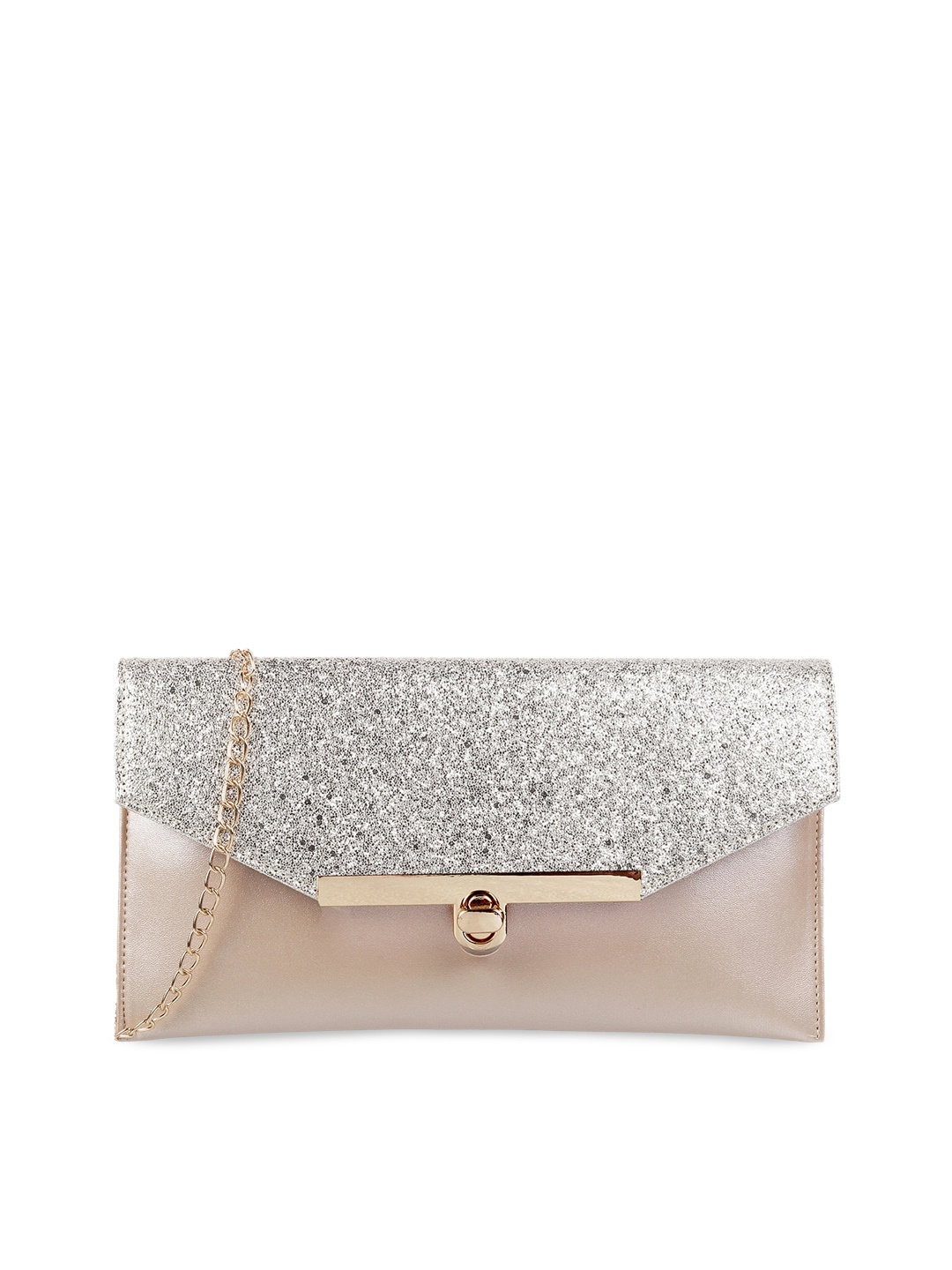 

Metro Gold-Toned & Pink Embellished Envelope Clutch