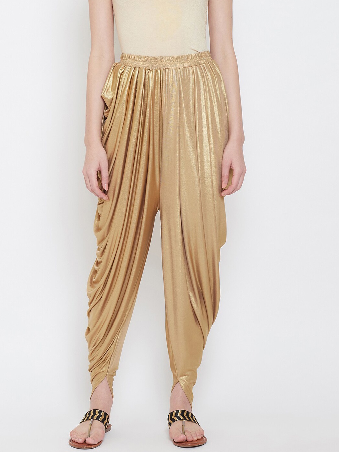 

Castle Women Gold-Coloured Solid Shimmer Dhoti Pants