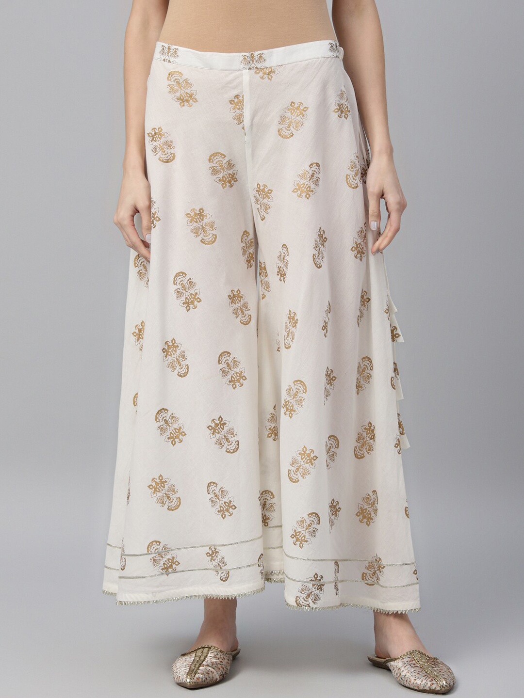 

Libas Women White Printed Wide Leg Palazzos