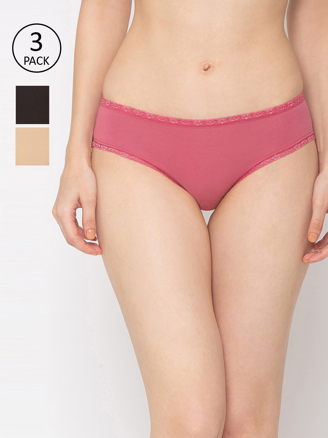 

Candyskin Women Pack Of 3 Assorted Hipster Sustainable Briefs CSPL-06