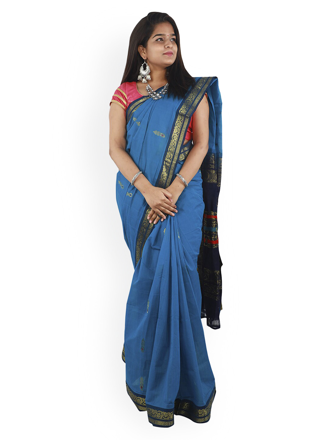 

APCO Blue Woven Design Pure Cotton Saree