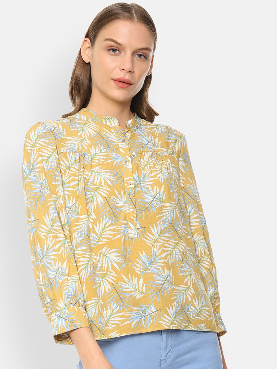 

Van Heusen Woman Women Yellow & White Floral Print Top