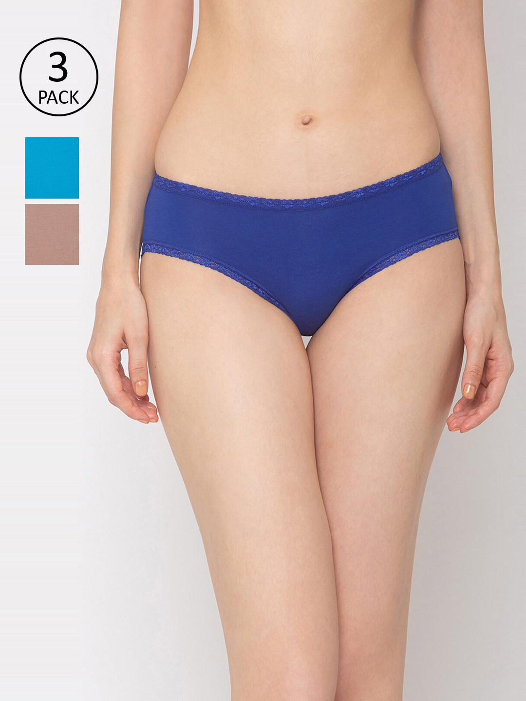 

Candyskin Women Pack Of 3 Multicoloured Sustainable Bikini Briefs CSPL-014, Assorted