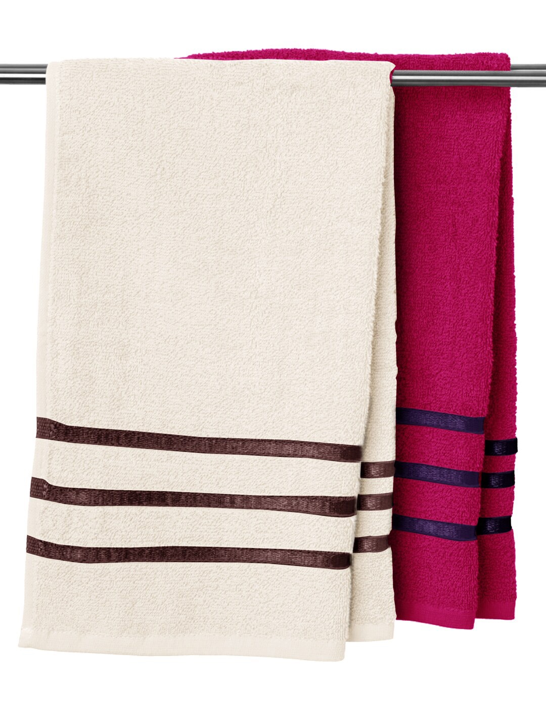 

URBAN SPACE Unisex Set Of 2 Solid Cotton 450 GSM Bath Towels, Cream