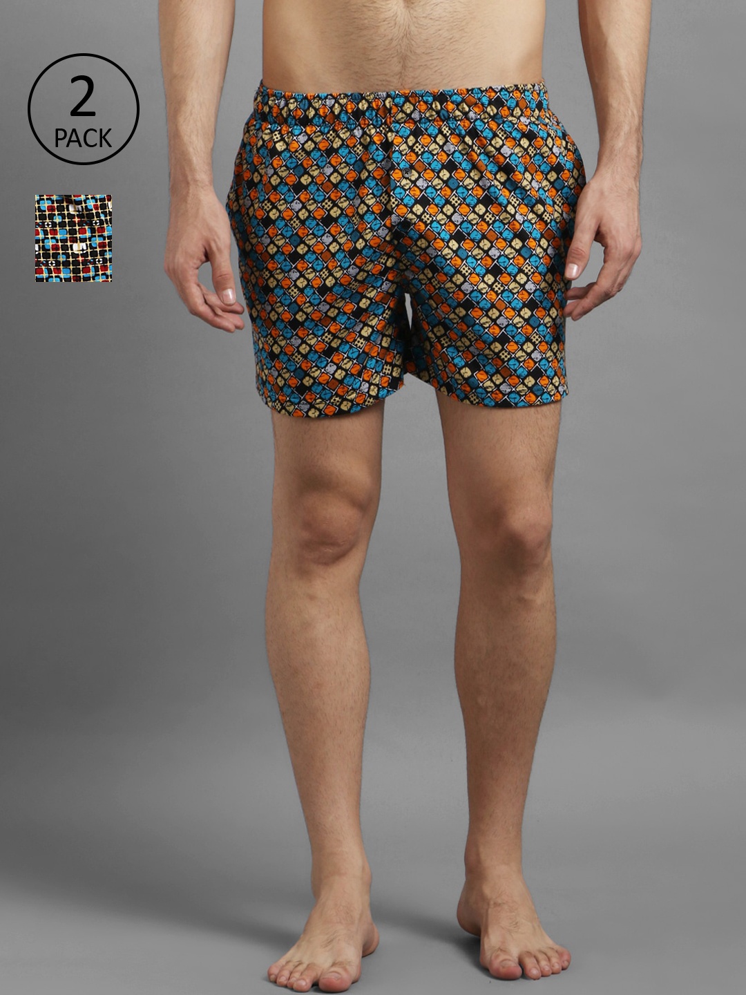 

Kotty Men Pack Of 2 Printed Boxers, Blue