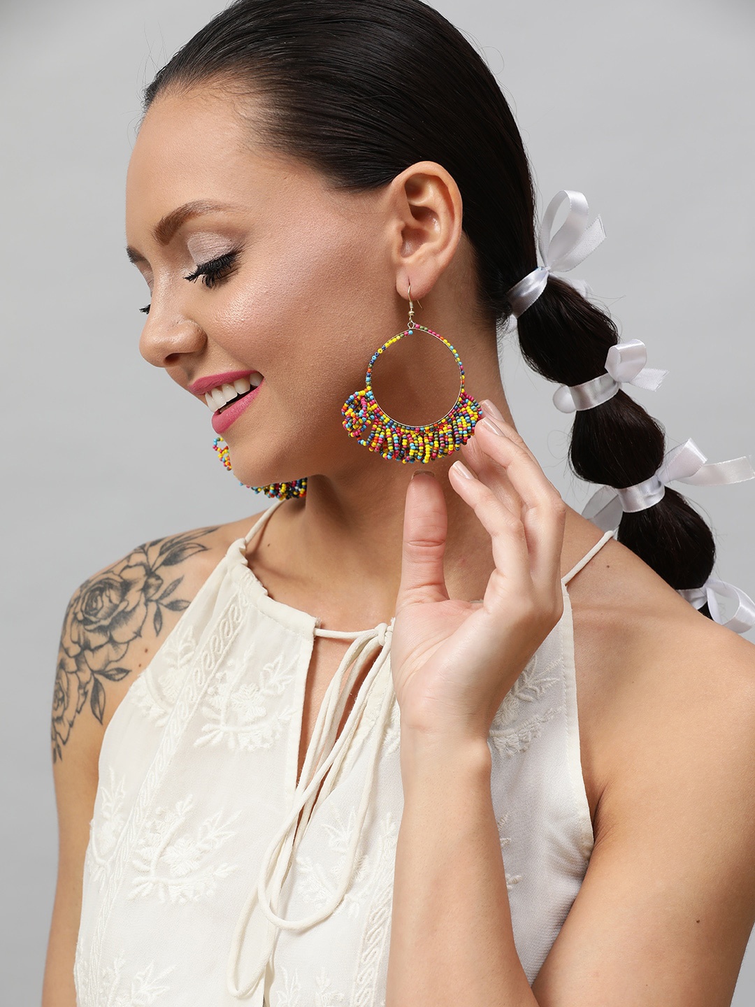 

STREET 9 Multicoloured Circular Drop Earrings, Multi