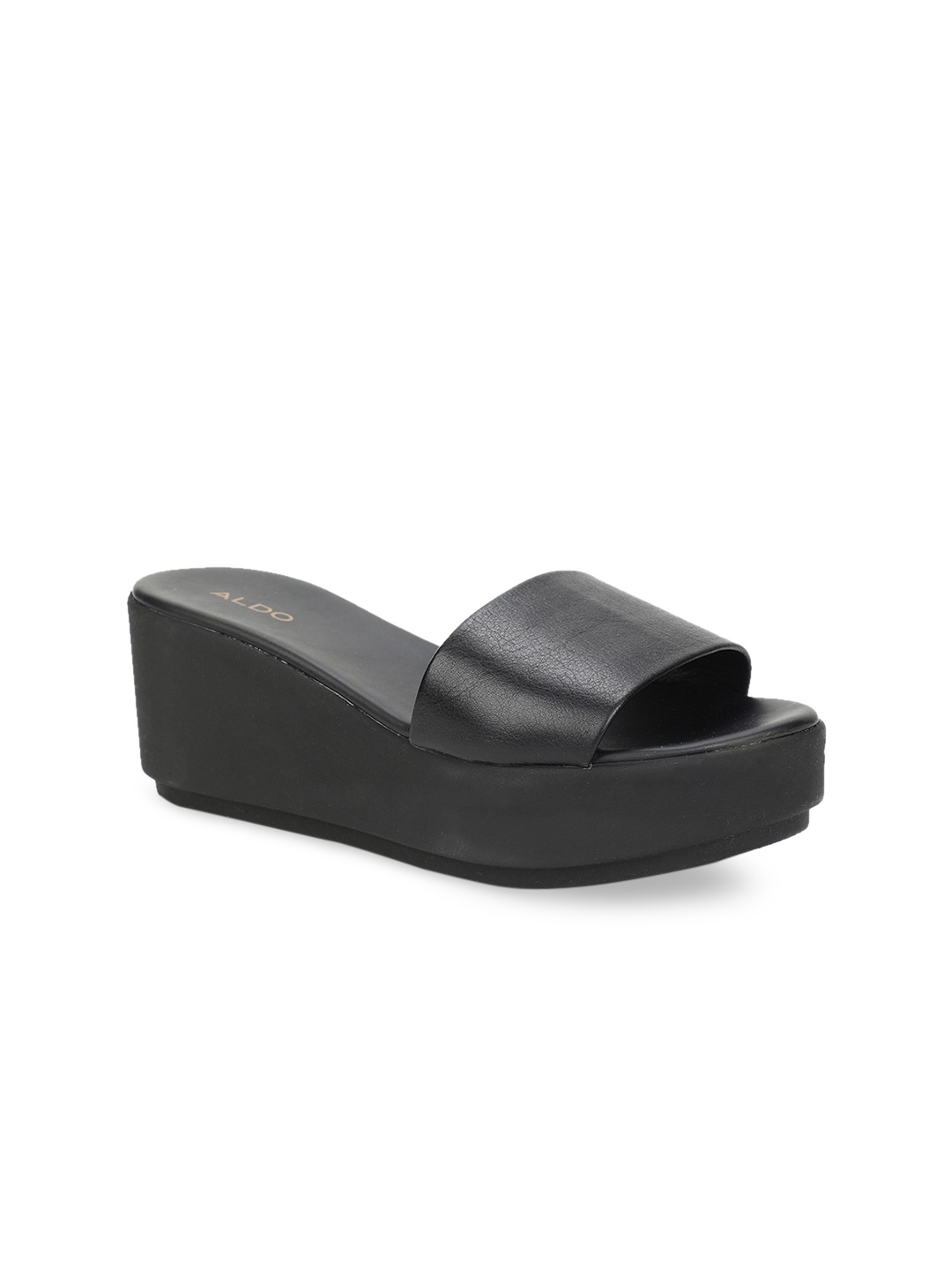 

ALDO Women Black Solid Leather Wedges