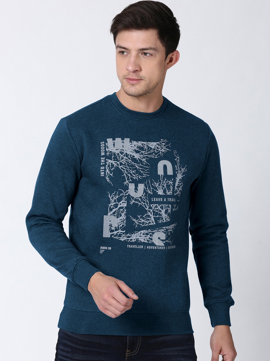 

t-base Men Blue Printed Sweatshirt