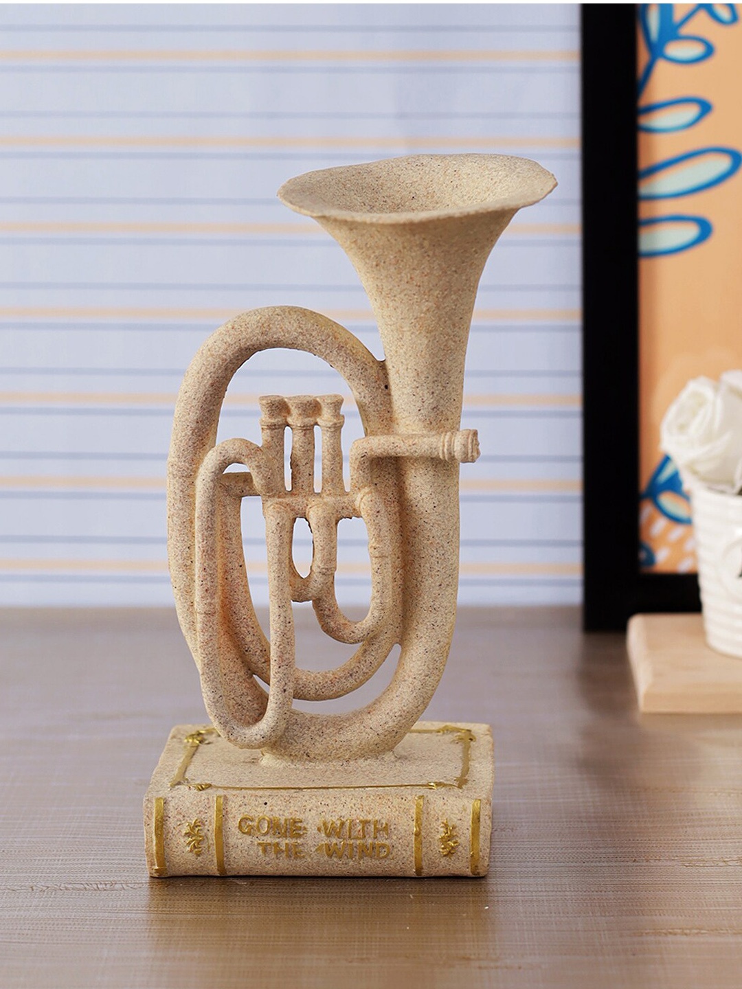 

TIED RIBBONS Beige Tuba Musical Instrument Decorative Showpiece