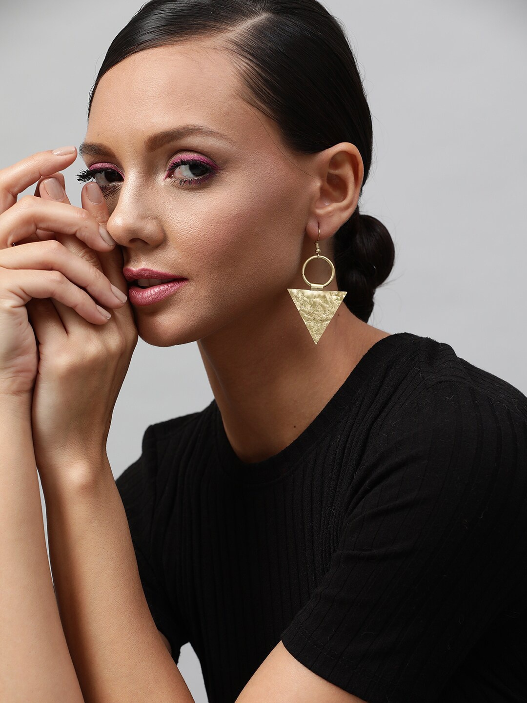 

STREET 9 Gold Plated Geometric Drop Earrings