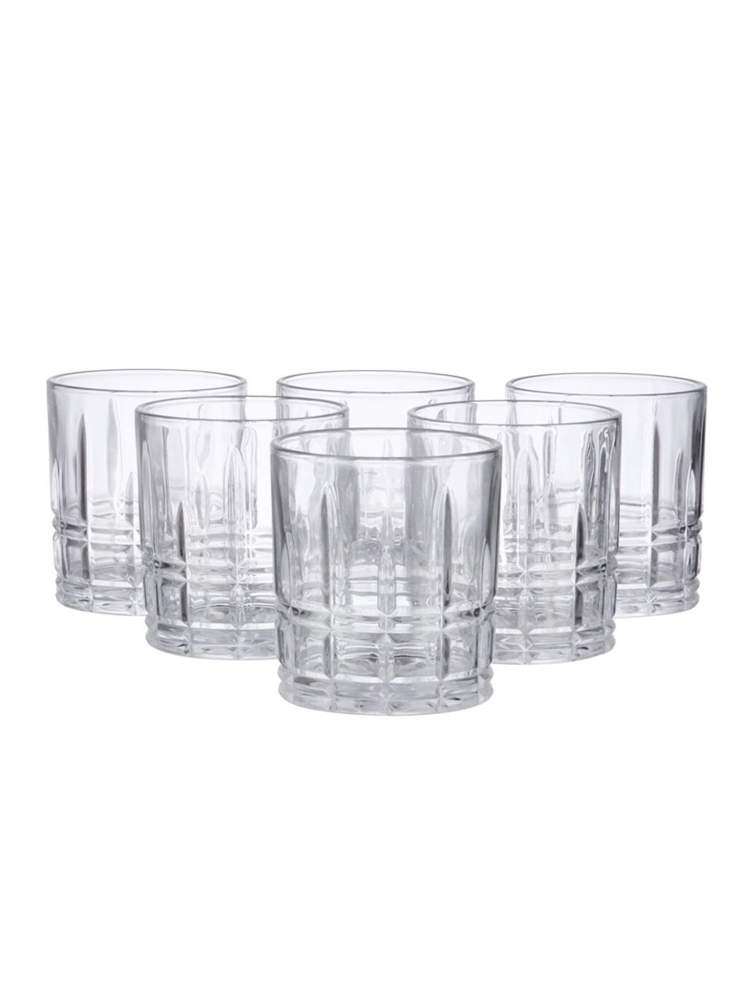 

ceradeco Transparent 6 Pcs Textured Whiskey Glass Set 200 ml