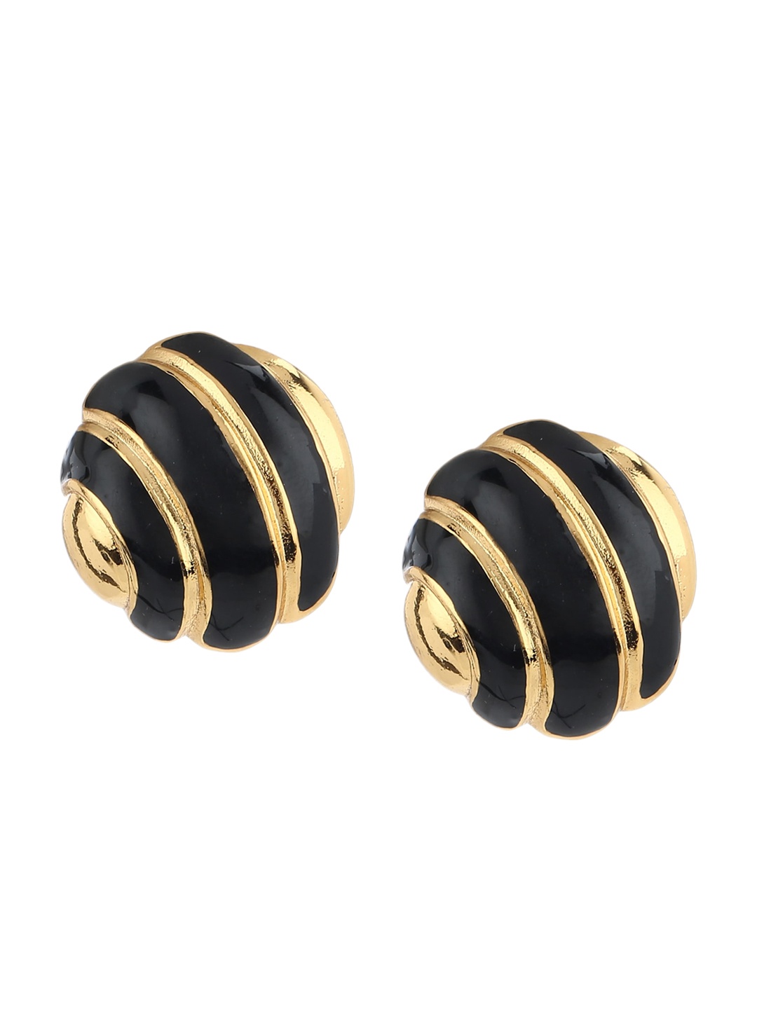 

Estele Gold-Plated & Black Enamelled Circular Studs
